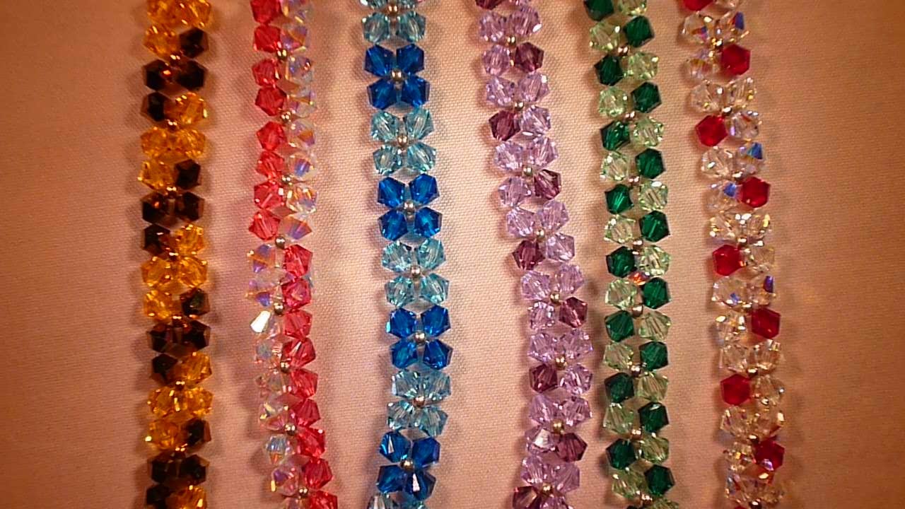 Pulsera 19 flores Swarovski 19 flowers Beaded Bracelet Tutorial