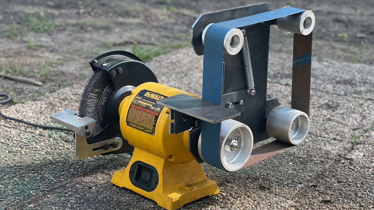 HOMEMADE dewalt bench grinder 2X42 BELT GRINDER DIY