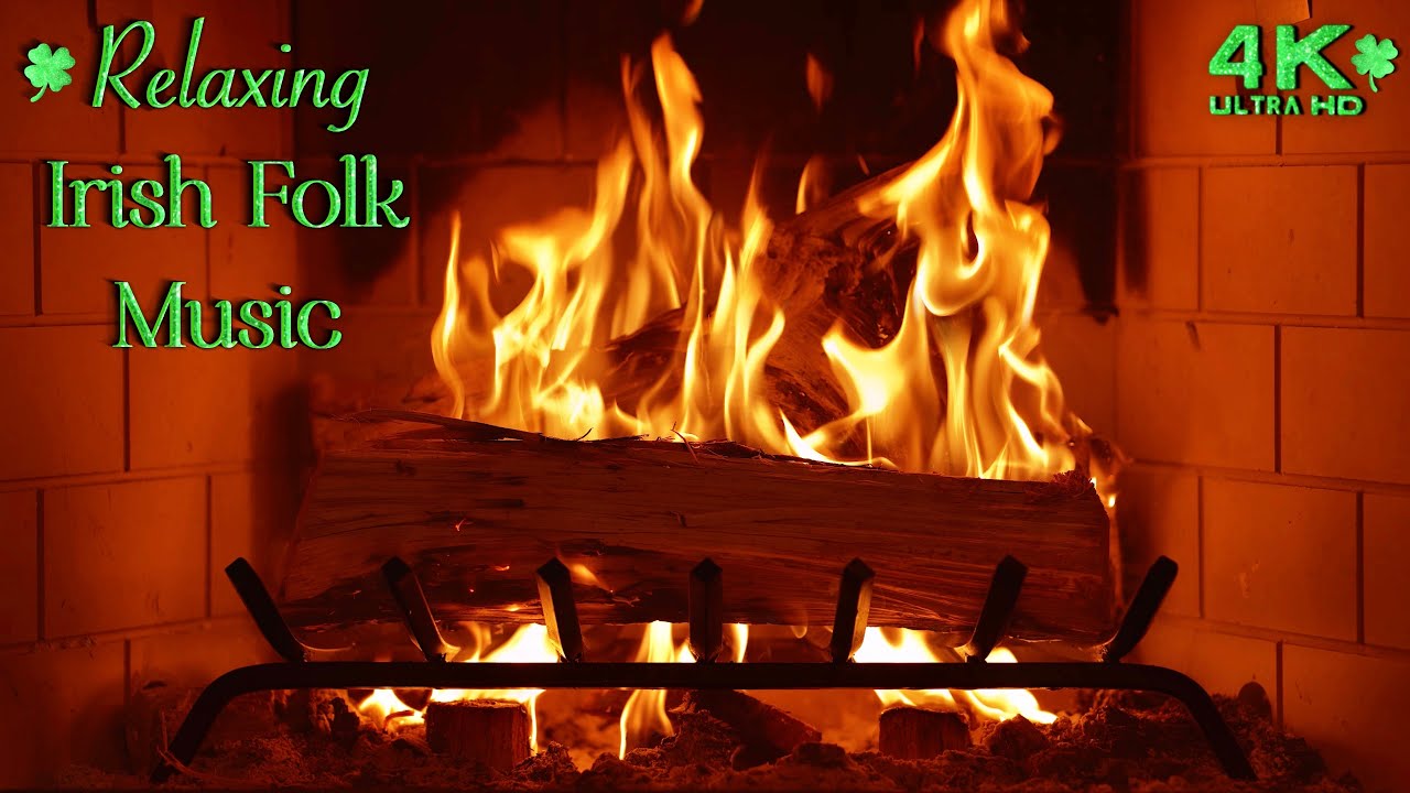 ☘️ Cozy Irish Folk Music Fireplace ☘️ Traditional Instrumental Celtic Music