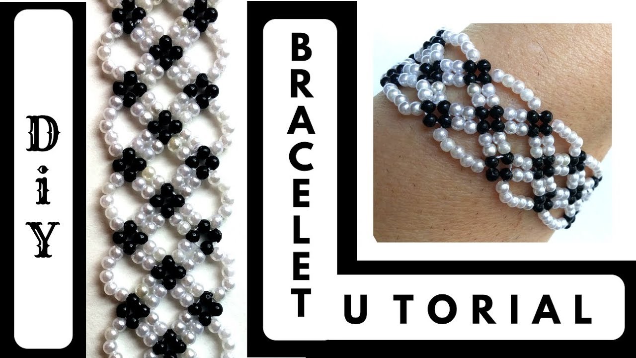 Black & White bracelet. Beading tutorial