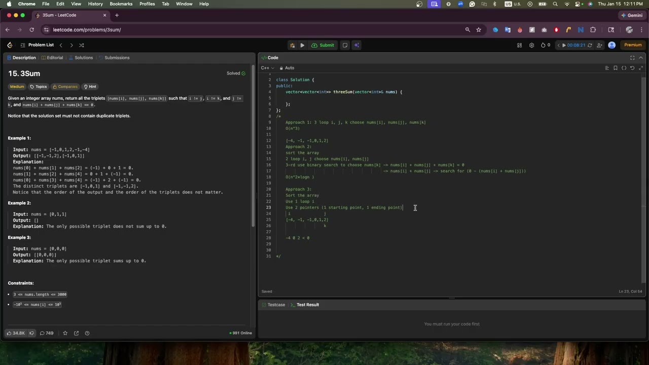 Three sum - 3sum - C++ (Two Pointers, Sorting)