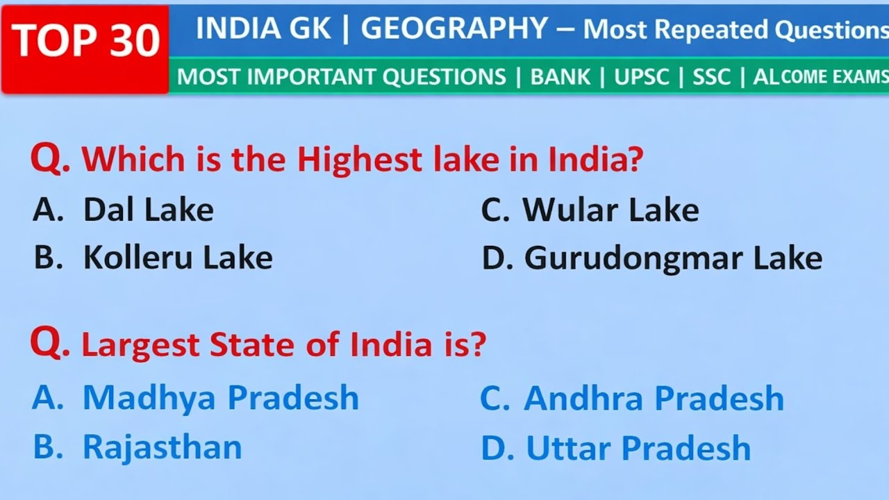 Geography Mcqs questions and answers || Indian and World Geography🗺️🌏📗 ||
