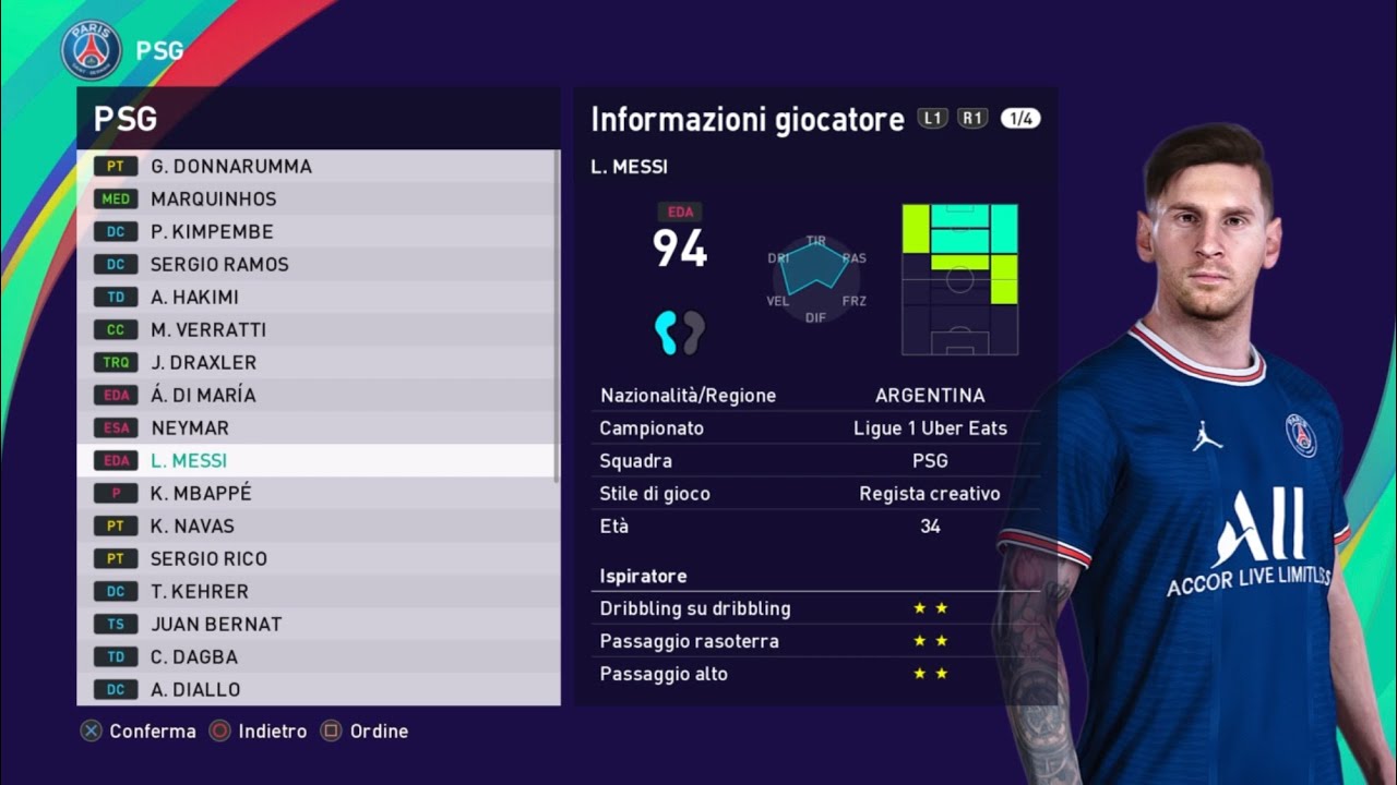 Paris Saint Germain PSG 2021-22 #eFootball 2022 Ps4 #Ps5 PES 2021 Player Faces Ratings Option File