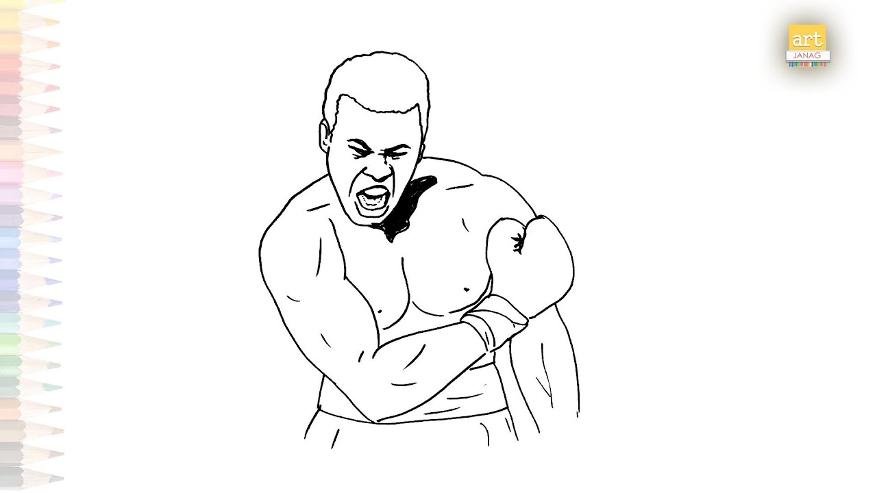 Muhammad Ali drawing 01 | American professional boxer drawing | Draw Muhammad Ali step by step easy