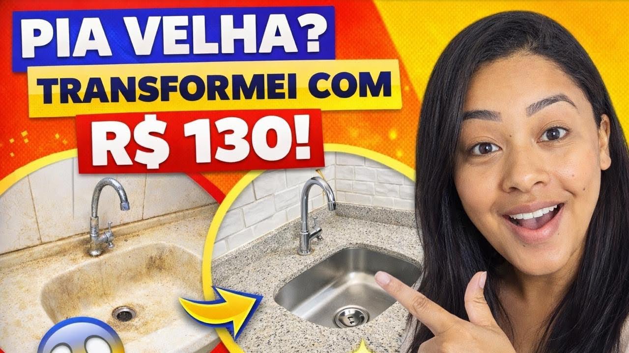 Transformei a minha pia de mármore  com porcelanato líquido
