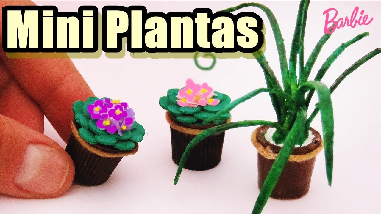 Como fazer PLANTAS e FLORES para BARBIE e outras bonecas tutorial de Miniaturas para casa da barbie