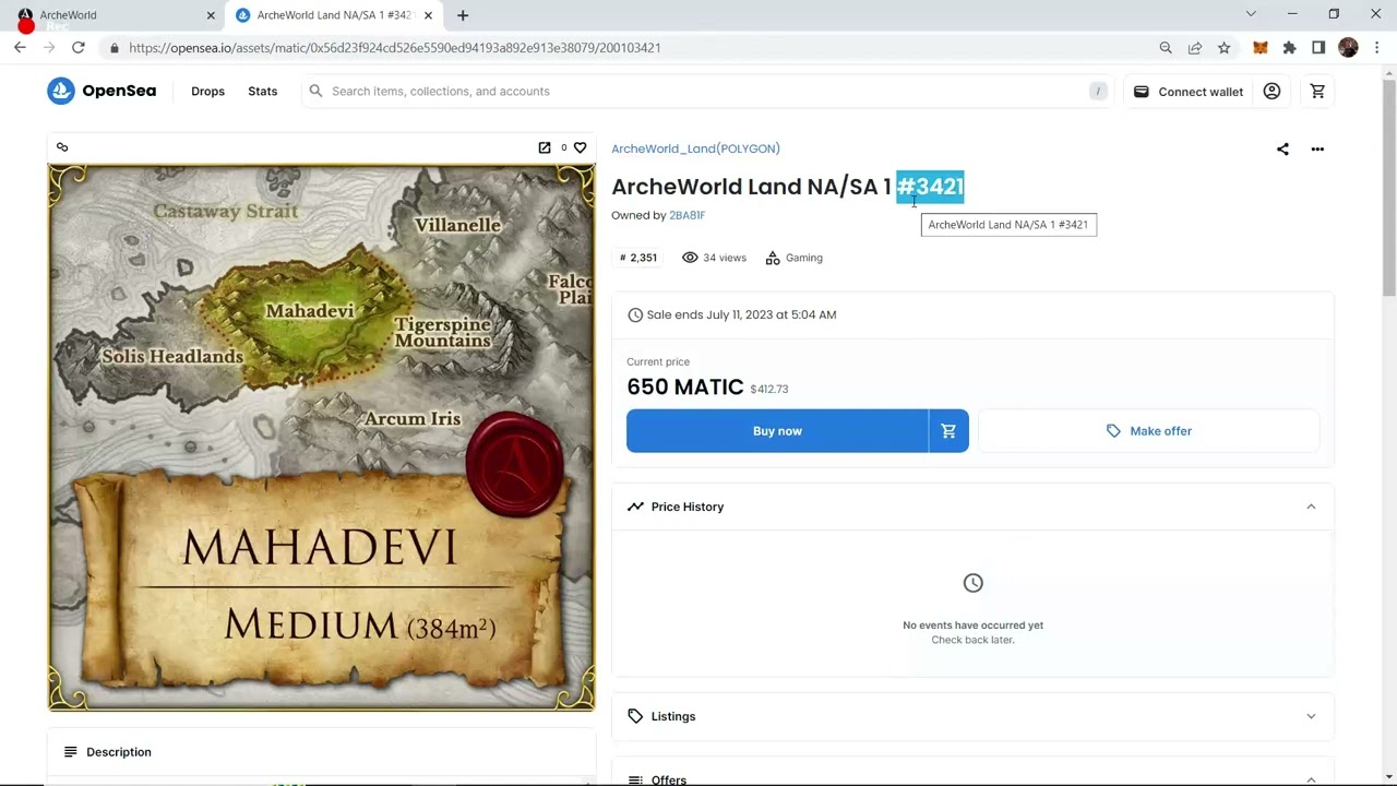 Archeworld land prices up? Matic coin info and big tips when buying land in archeworld