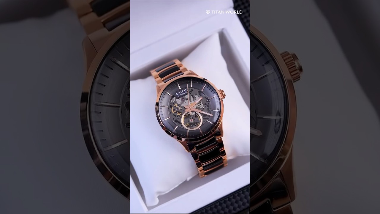 Titan Ceramic Fusion Automatic Rose Gold Dual-Toned Stainless Steel Bracelet Watch for Men #shorts