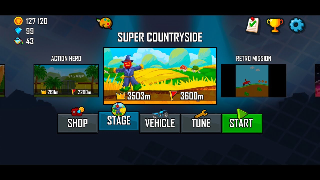 Hill Climb Racing (2012) - Super Countryside - All Vehicles and All Records