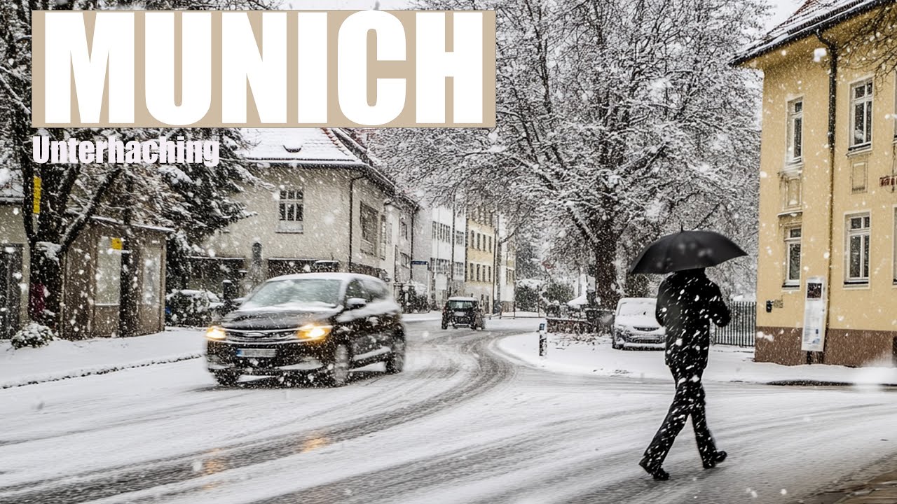 Munich Germany Winter Snow Walk 2025, Snowy Morning Stroll