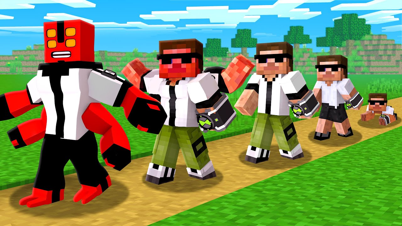 Evolving From Human to Ben10 Aliens in Minecraft..