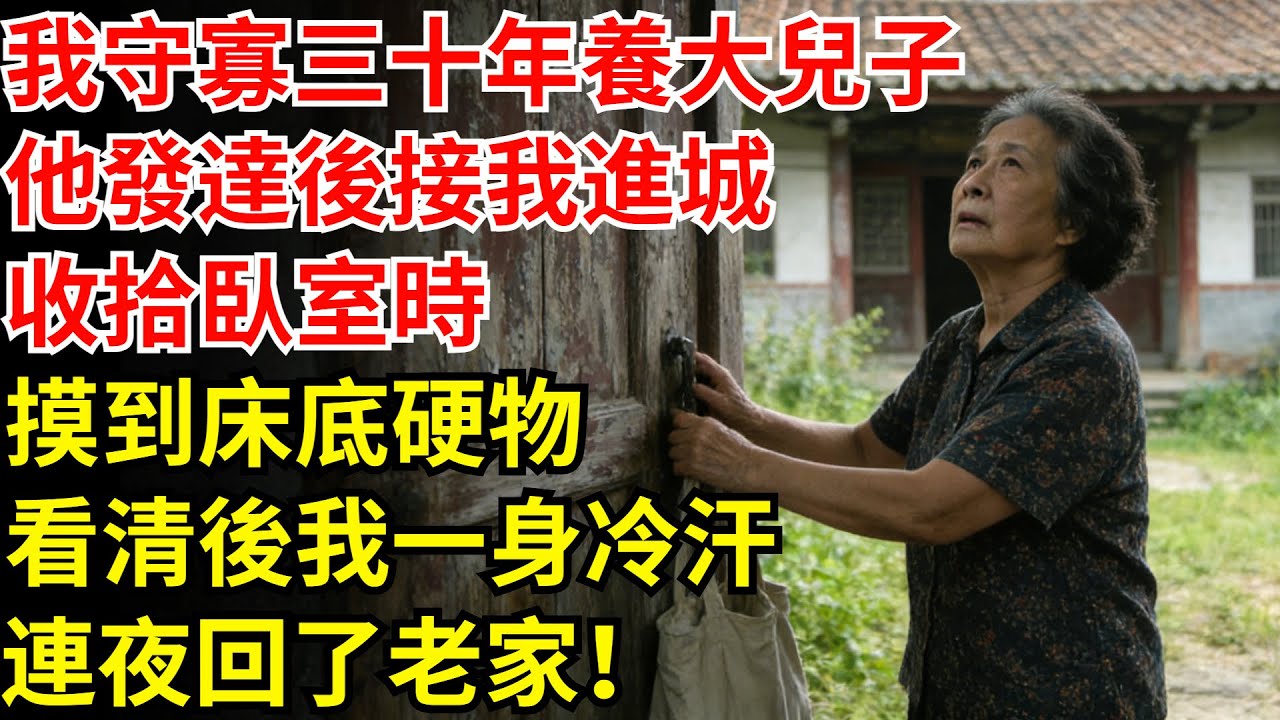 我守寡三十年養大兒子，他發達後接我進城，收拾臥室時摸到床底硬物，看清後我一身冷汗，連夜回了老家！#老年故事#故事分享 #情感故事 #守寡 #兒子 #臥室