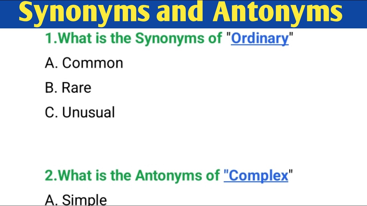 Synonyms and Antonyms practice set// Important for all competitive exams// English practice set. 