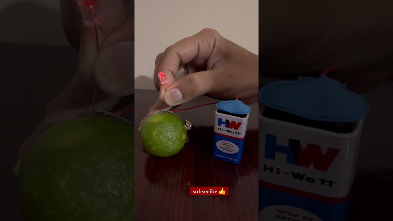 Simple Lemon and 9v battery science experiment project || #shorts #youtubeshorts 😍🥳