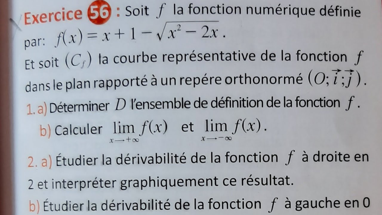 Ex 56 p 77 - 2bac pc : Dérivation et étude de fonctions- maxi math.