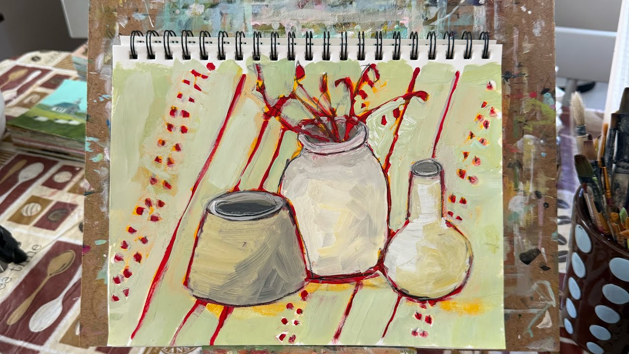 Blind Contour Colorful Still Life