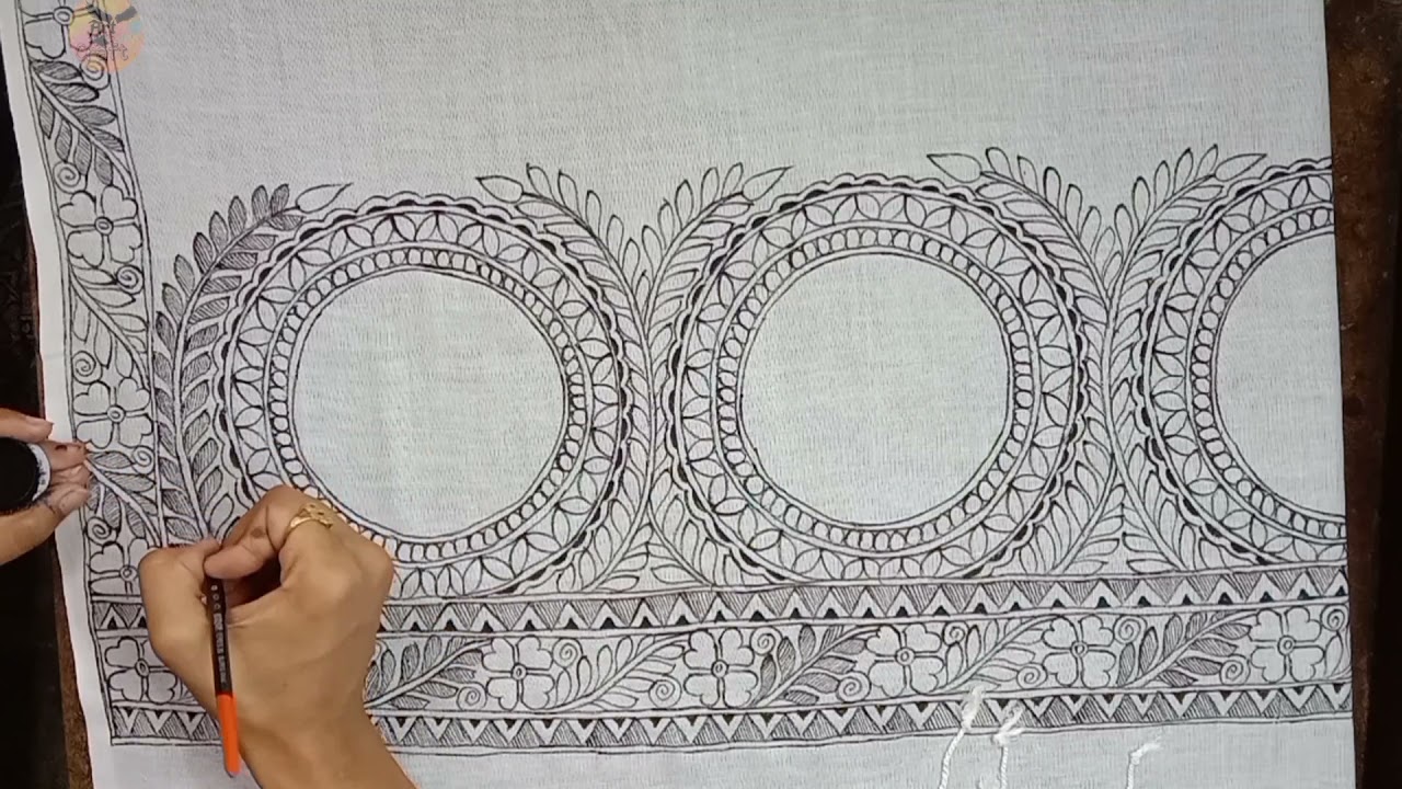 Mithila painting on duppata