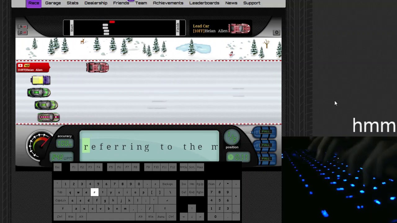 NitroType 236 WPM race record