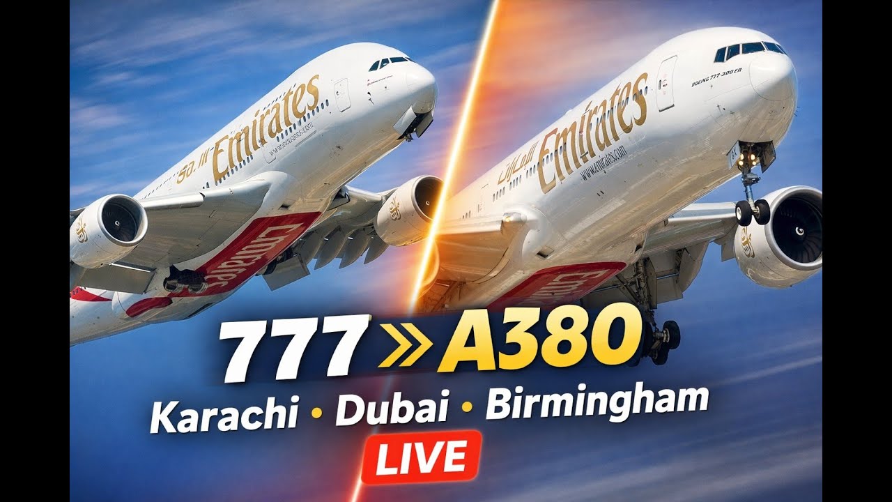 Emirates Real Ops B777 & A380 | Karachi → Dubai → Birmingham  | MSFS 2024