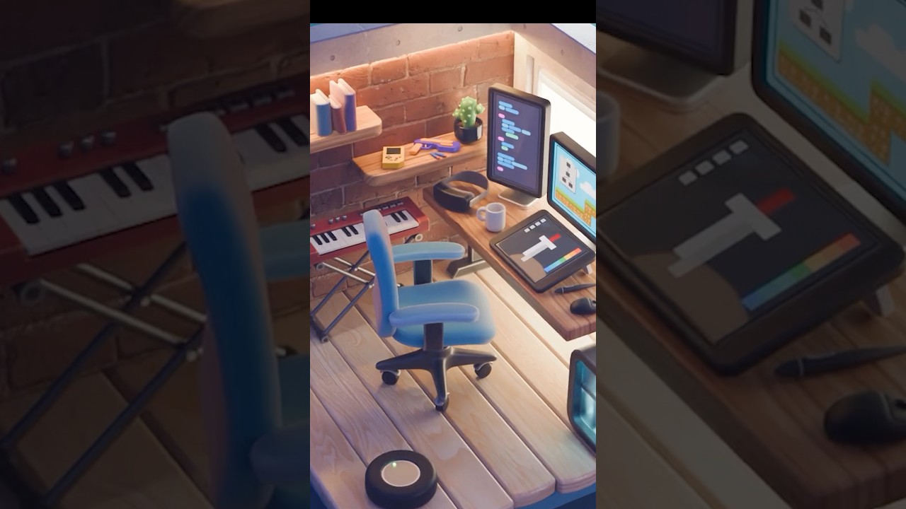 Cozy artist corner made in Blender