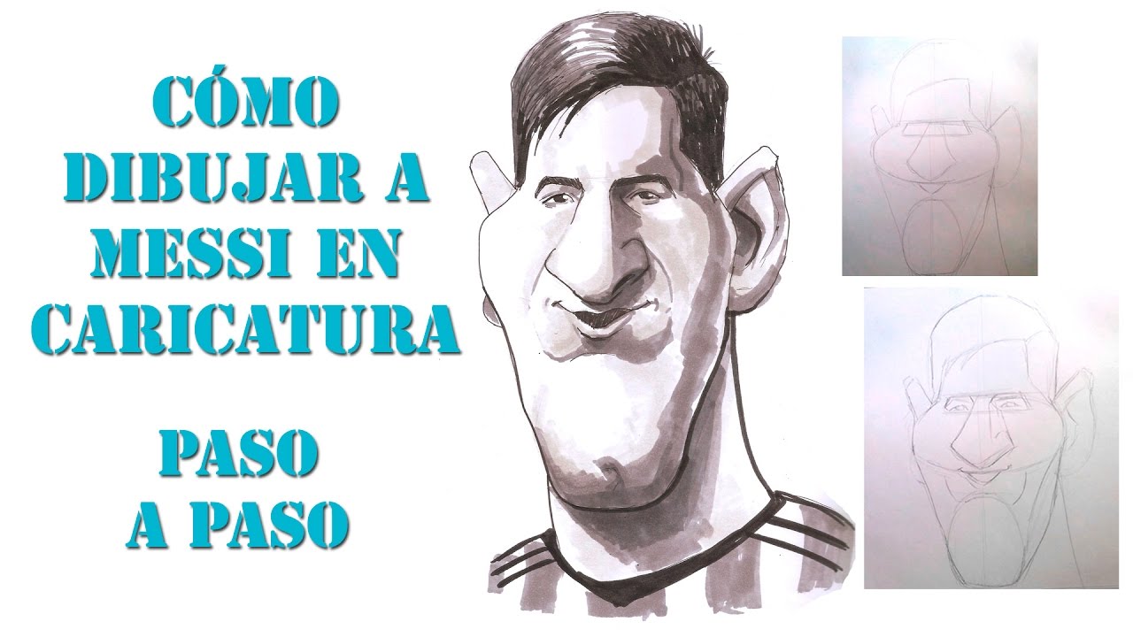 Cómo dibujar a Messi en caricatura