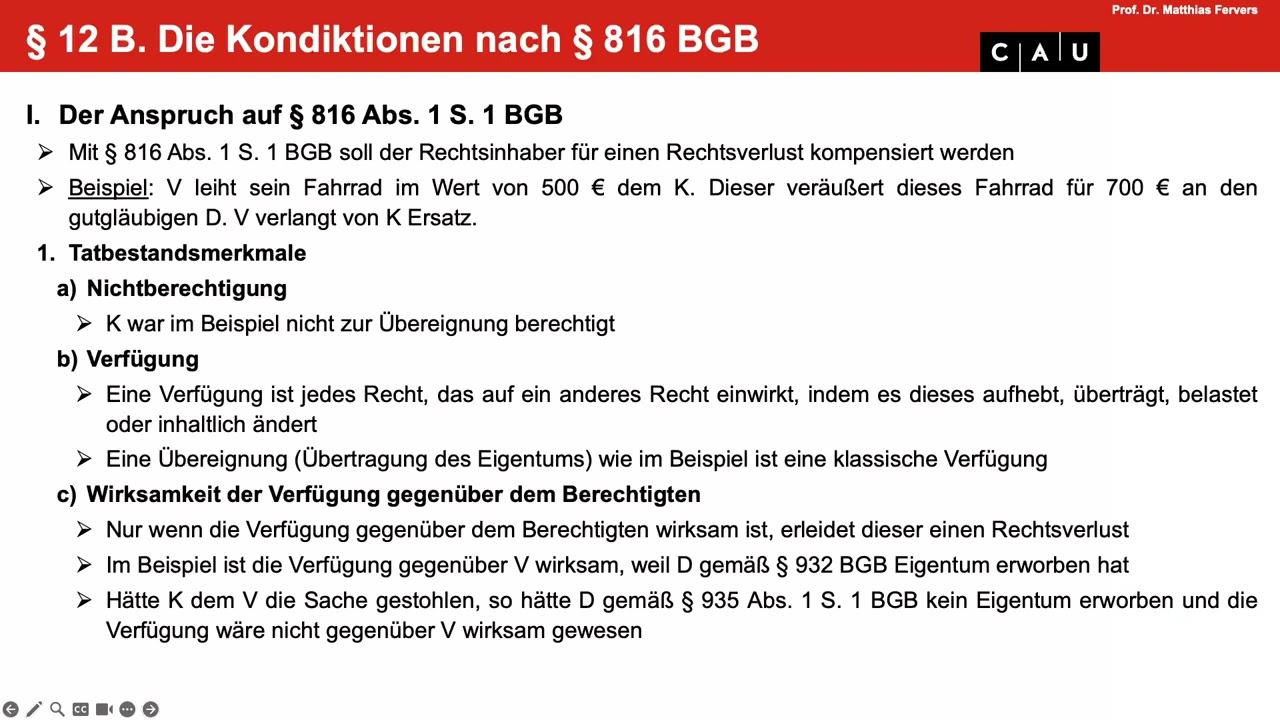 Schuldrecht BT – Folge 27 (Ansprüche aus § 816 BGB; Fall zur unberechtigten Untervermietung)