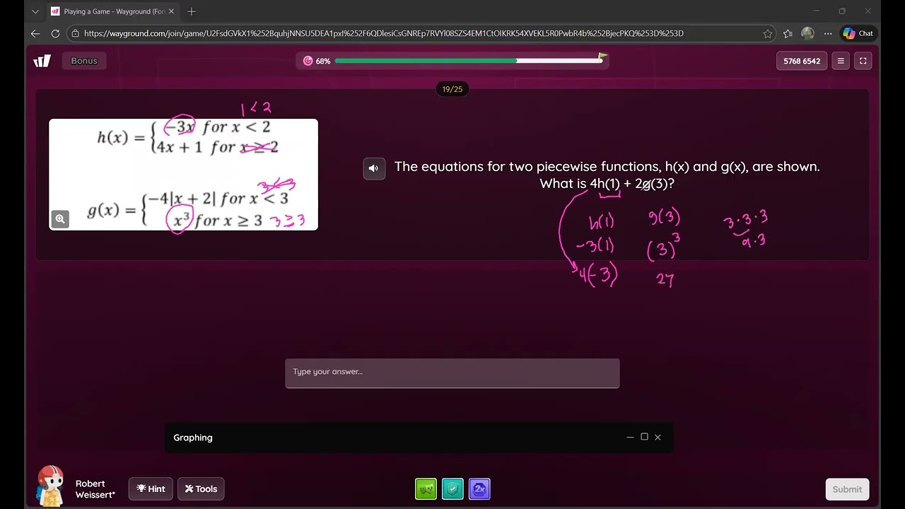 M3 U2 Practice Test 19   Evaluating piecewise functions 4