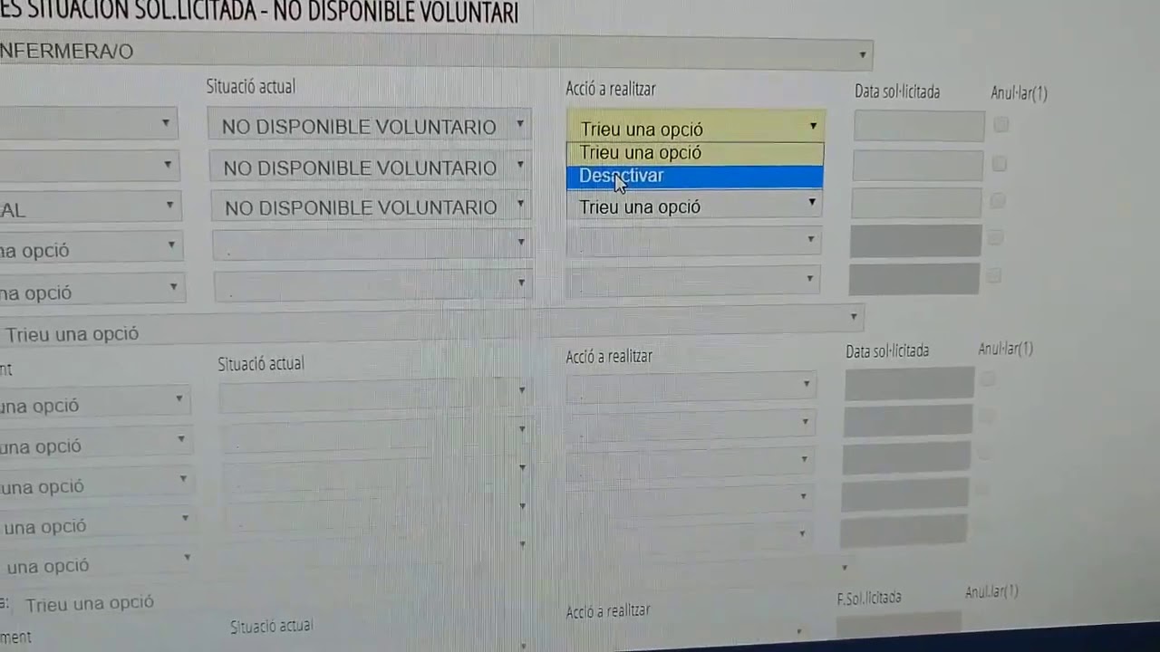 Video tutorial Estado No disponible voluntario Bolsa Trabajo Sanidad GVA