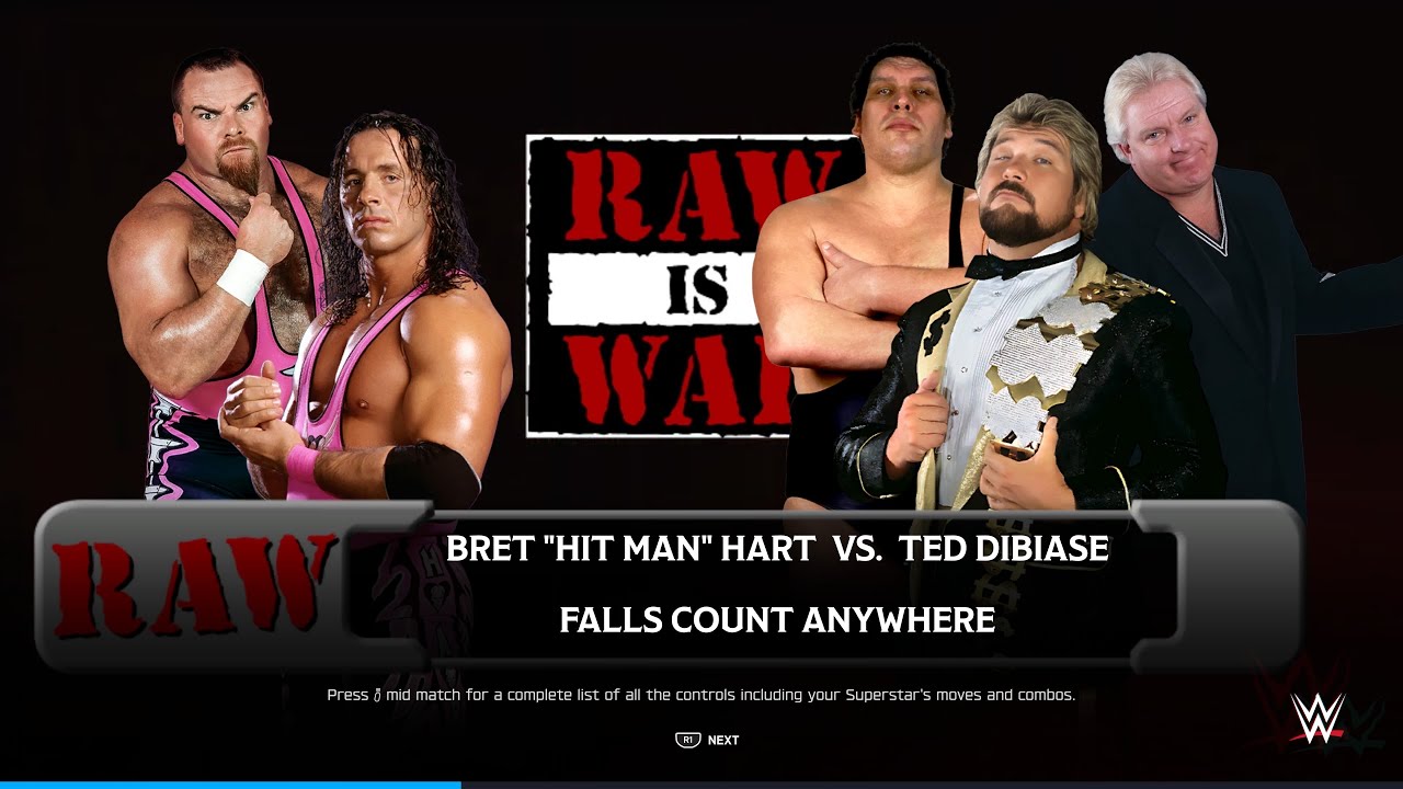 WWE 2K25 - Ted Dibiase vs Bret Hart - Falls Count Anywhere Match - PS5 Gameplay
