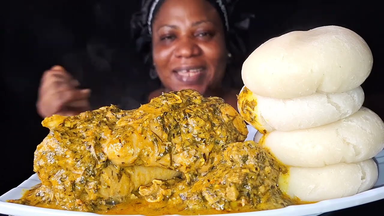 African food mukbang/ fufu with Atama soup