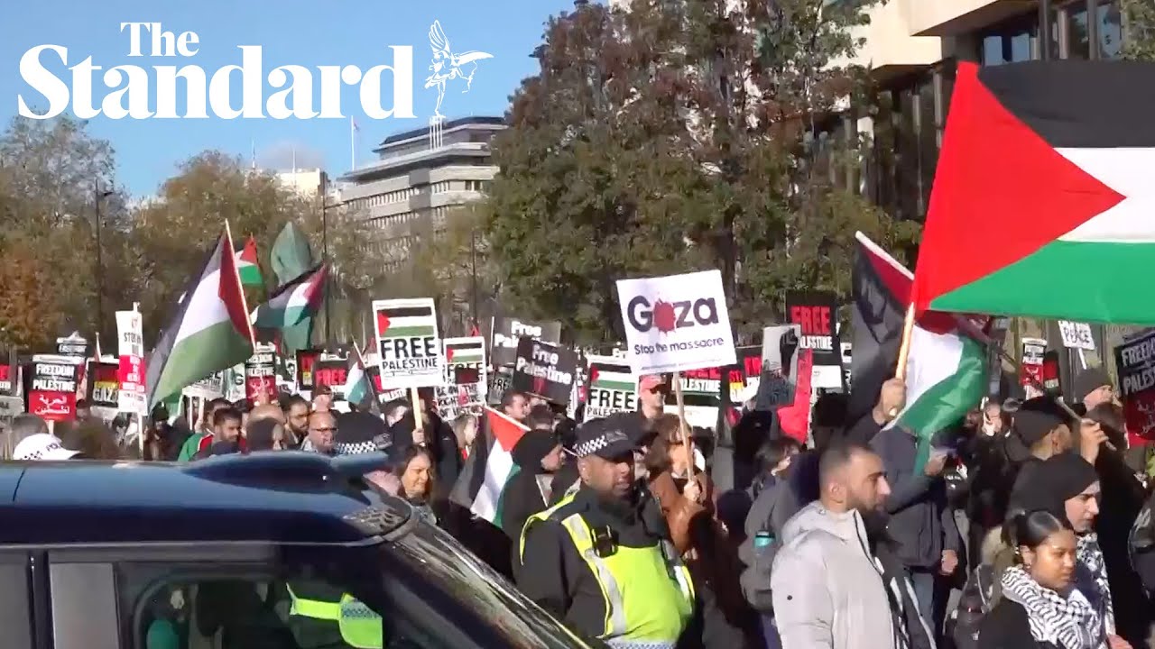 London pro-Palestine march live: Thousands of activists descend on capital on Armistice Day
