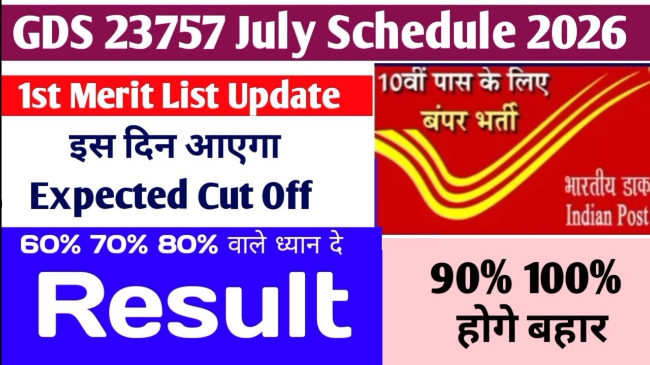 GDS 1st Merit List OUT 2026 Expected Cut Off l GDS Recruitment 2026 | gds Low Cut Off 2026