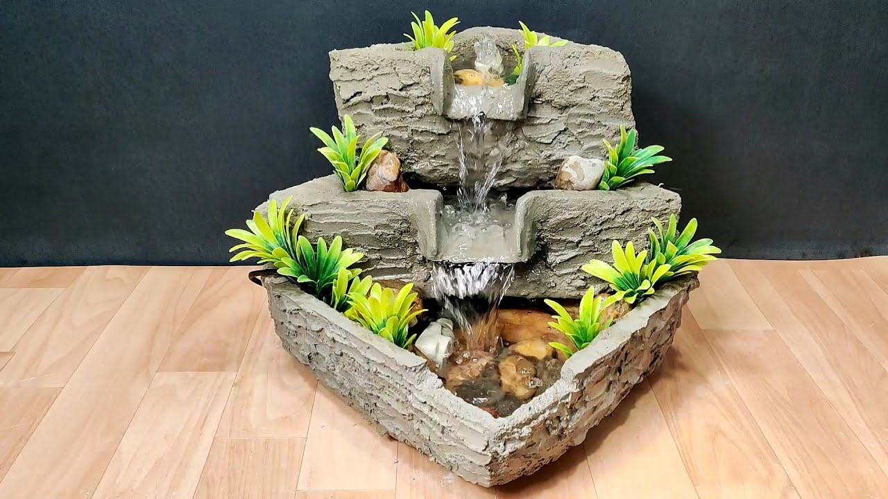 Very nice amazing table top garden waterfall fountain making at home