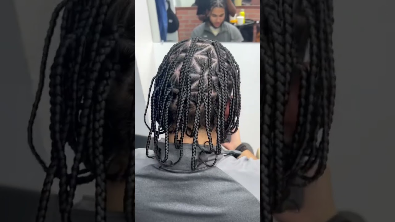 Mens Single Braids w/ triangle parts 🔺 #braids #mensbraids #menshair