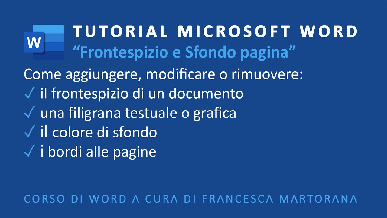 WORD | Office 365 - Tutorial 15: Frontespizio, filigrana e sfondo pagina
