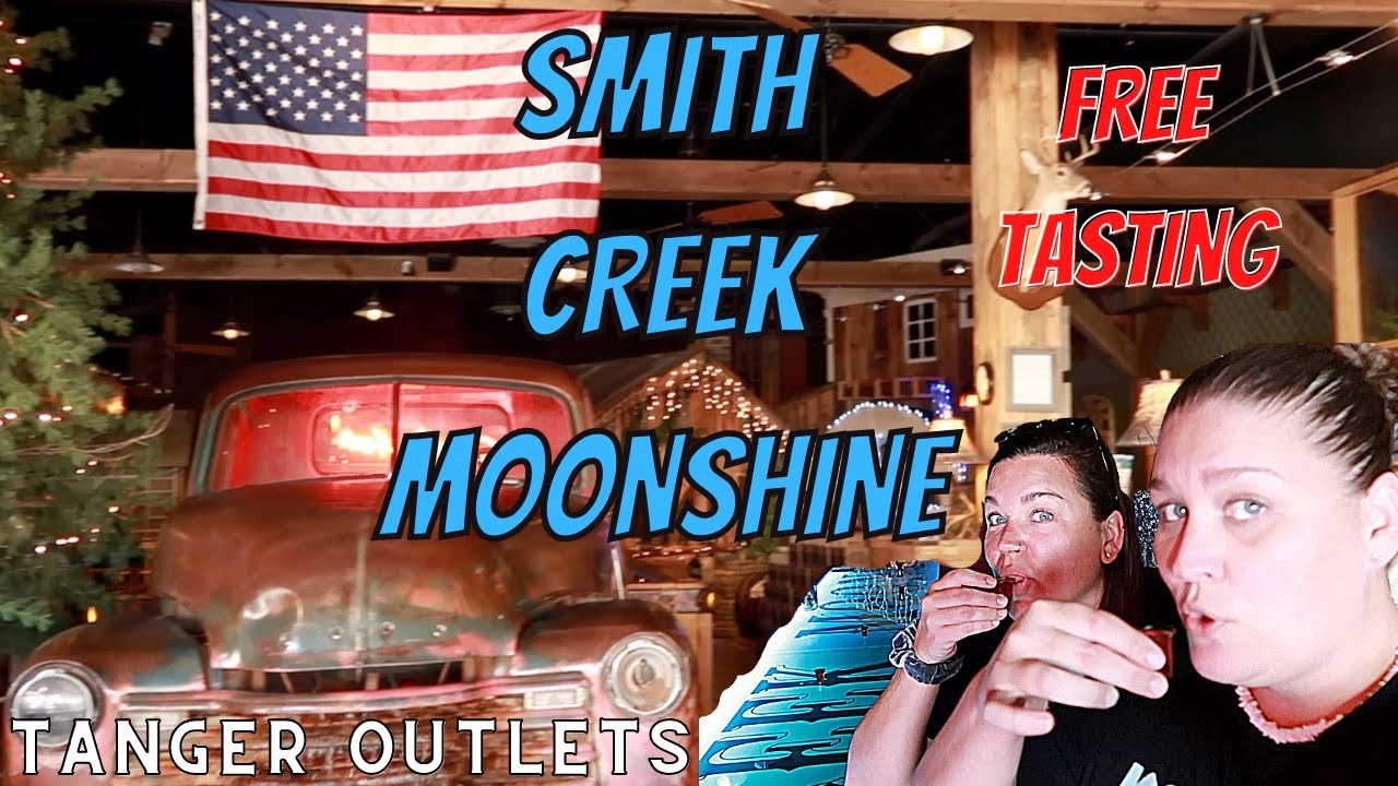FULL SMITH CREEK MOONSHINE TASTINGS IN THE TANGER OUTLETS PIGEON FORGE TENNESSEE, 8 FREE SHOTS!