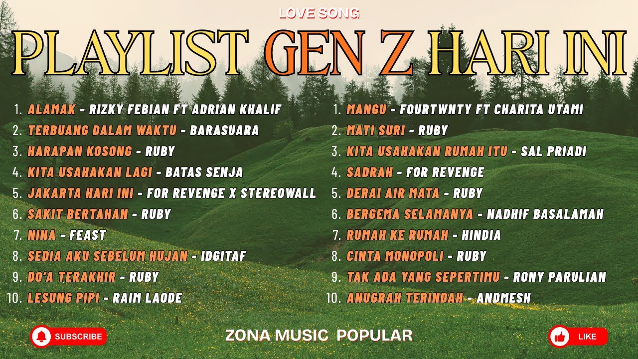 PLAYLIST GEN Z HARI INI 2025 || MUSIC HITS || LAGU VIRAL TERBARU || KUMPULAN LAGU VIRAL
