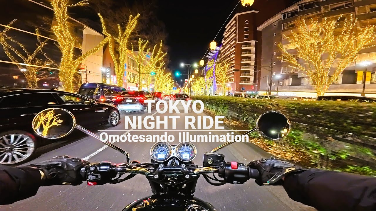 [4K] Tokyo Night Ride ✨ | Omotesando Illumination | Triumph Bonneville T100 | POV