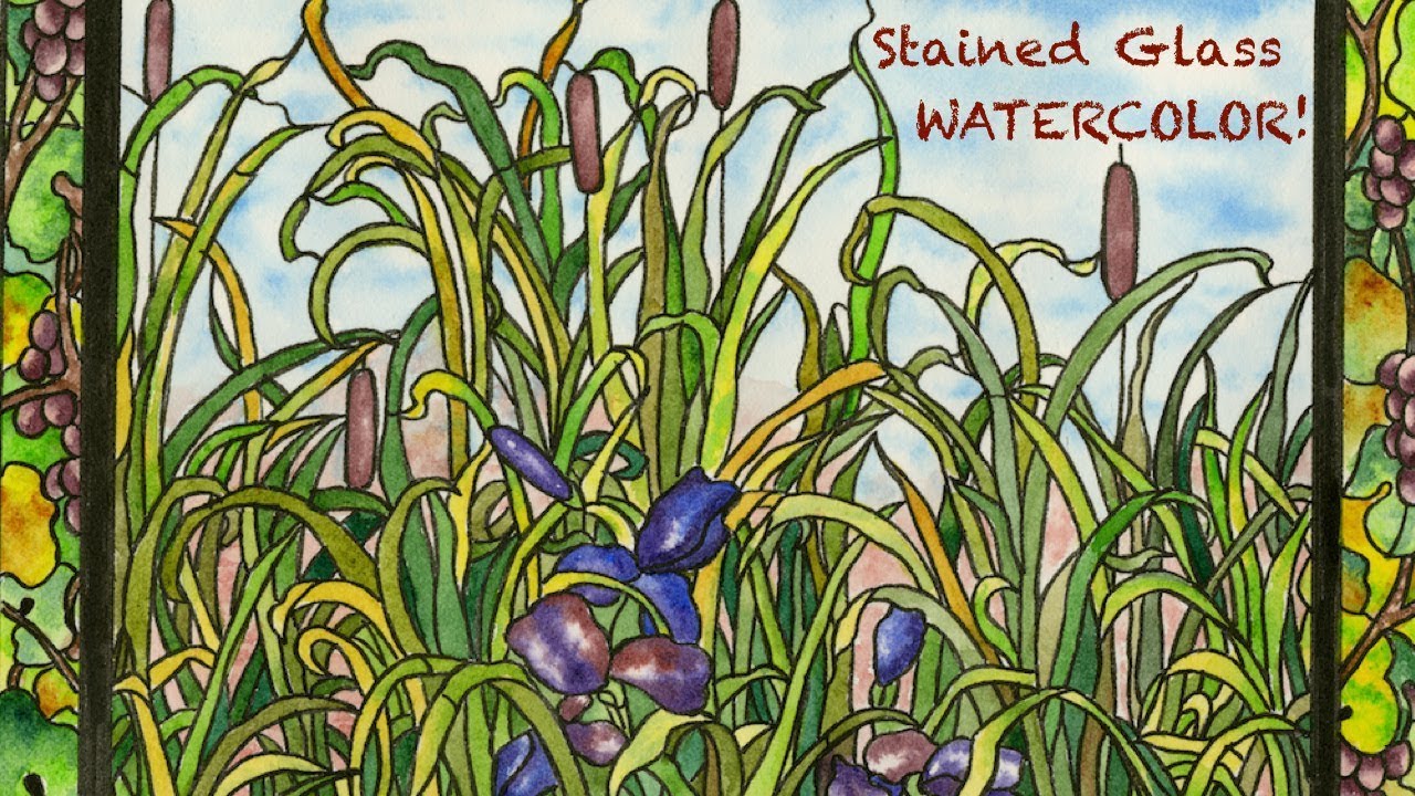 Stained Glass Ink & Watercolor Landscape!