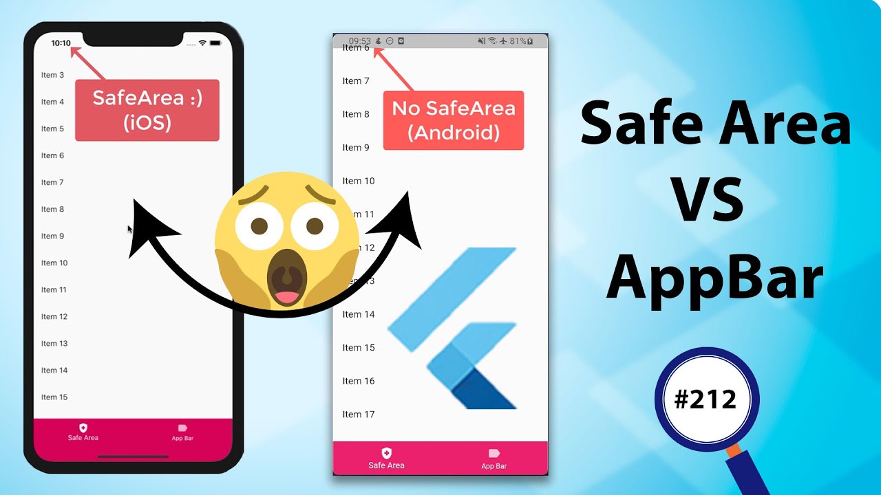Flutter Tutorial - Safe Area VS AppBar - Android & iOS