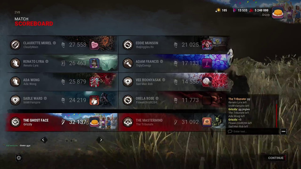 Grizzly Plays Ghostface with his Wesker Friend DBD 2v8