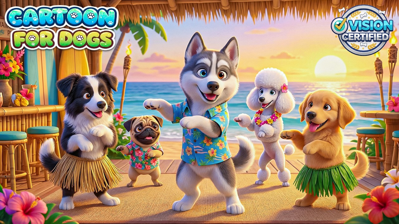 Dog Cartoon: Husky’s Beach Adventure 🐶🏖️ Relaxing Dog TV to Keep Your Dog Happy While You’re Away 🎶