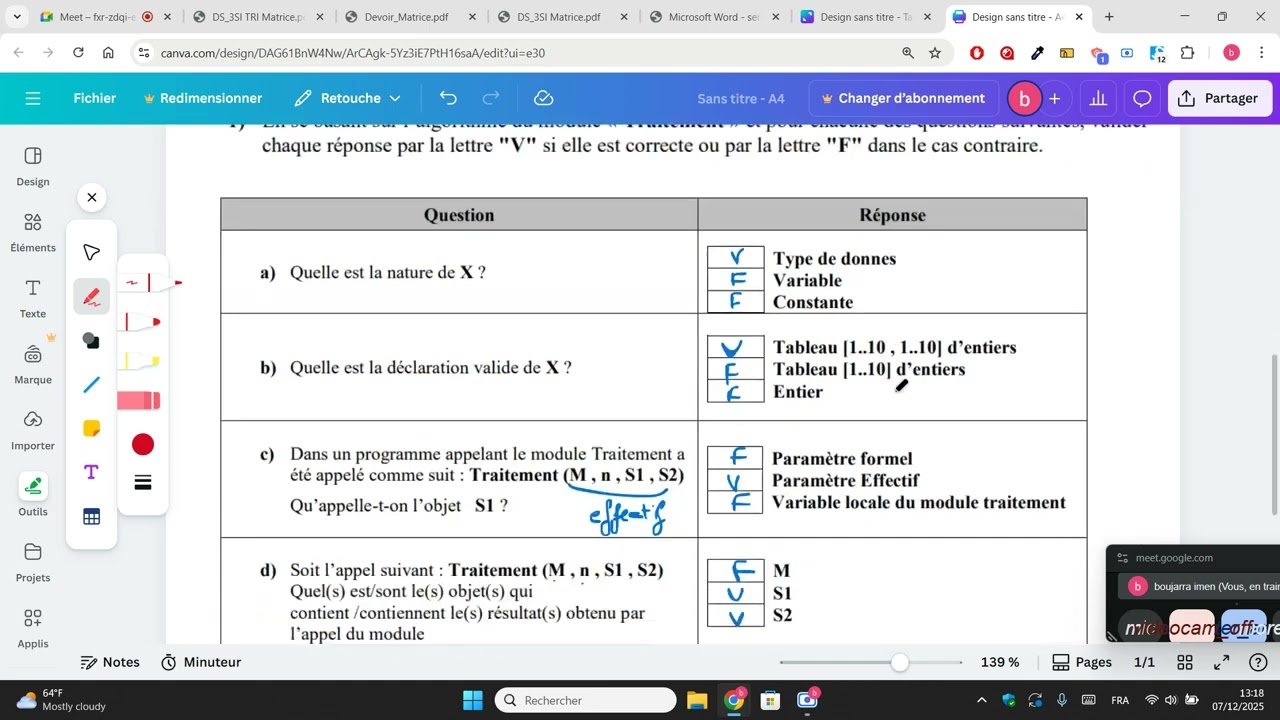 Correction Devoir Matrice  07-12