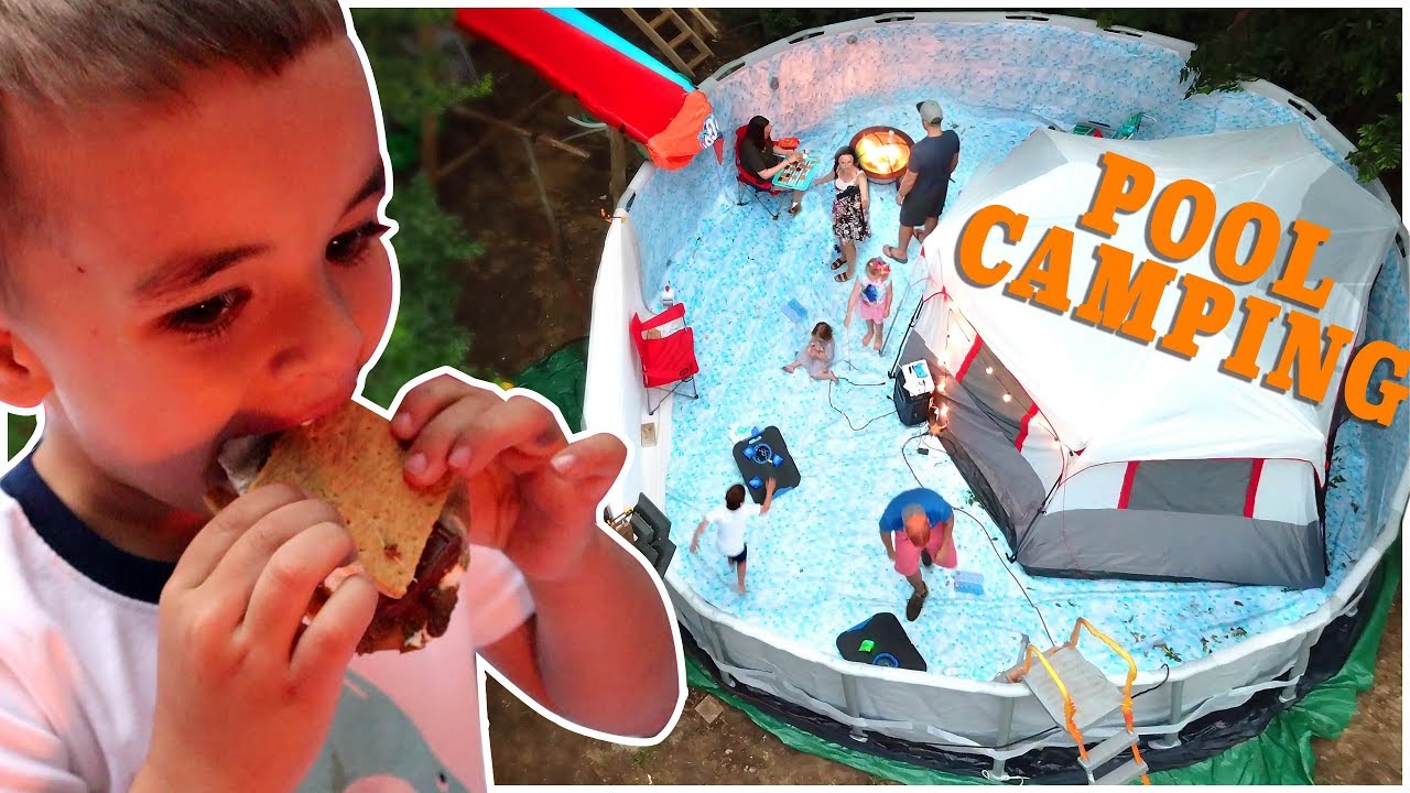 ⛺Camping in Our Pool Challenge!🏊 | Sam & Nia