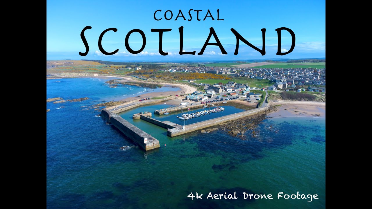 Scotland by Drone, Hopeman Harbour. 4K Relaxing, peaceful, scenery