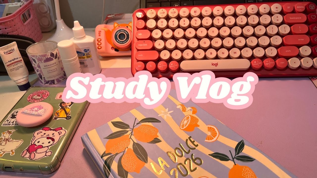 study vlog 💞 conforto, cor-de-rosa e muita hello kitty