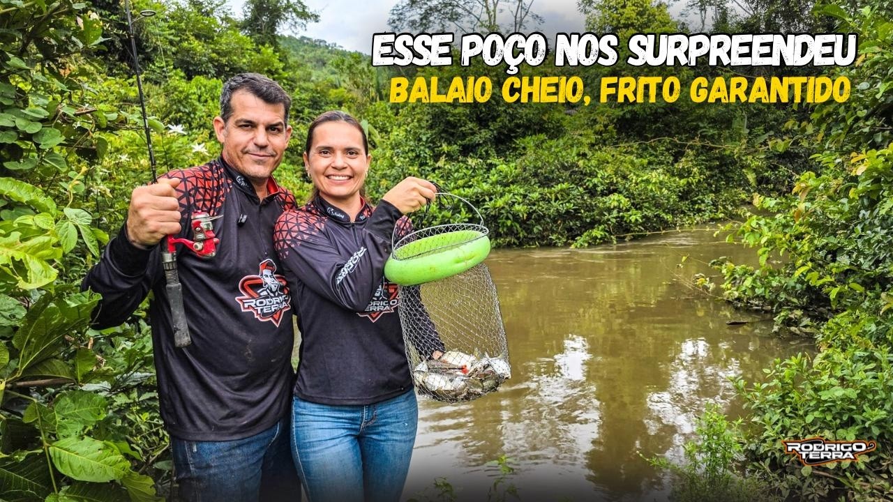 INACREDITÁVEL A QUANTIDADE DE PEIXE NESSE PEQUENO CÓRREGO, Pesca caipira com minha esposa