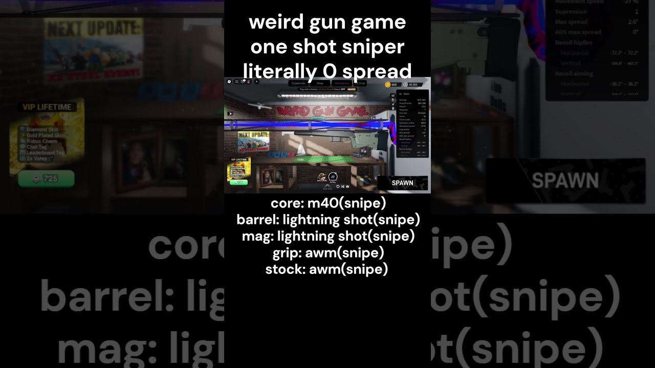 weird gun game best sniper  #roblox #gaming #weirdgungame