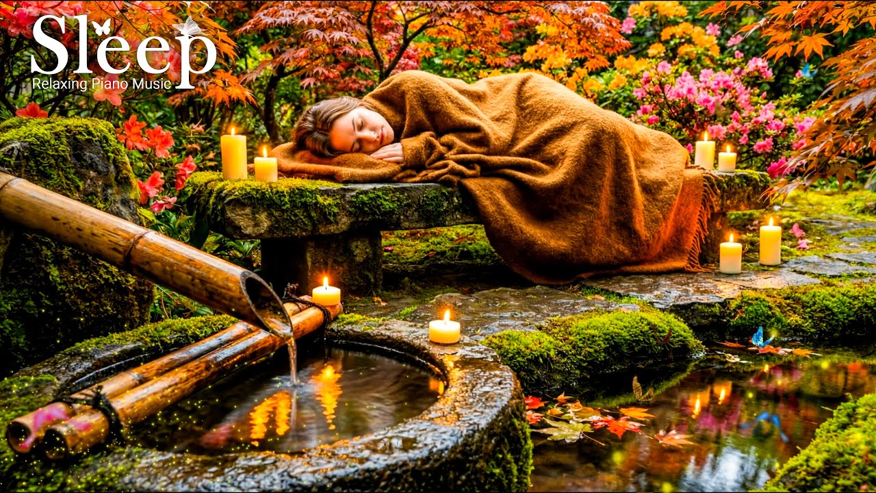 Sleep with Bamboo Water 🍁 Peaceful Piano & Water Sounds 🌿 Deep Relaxation
