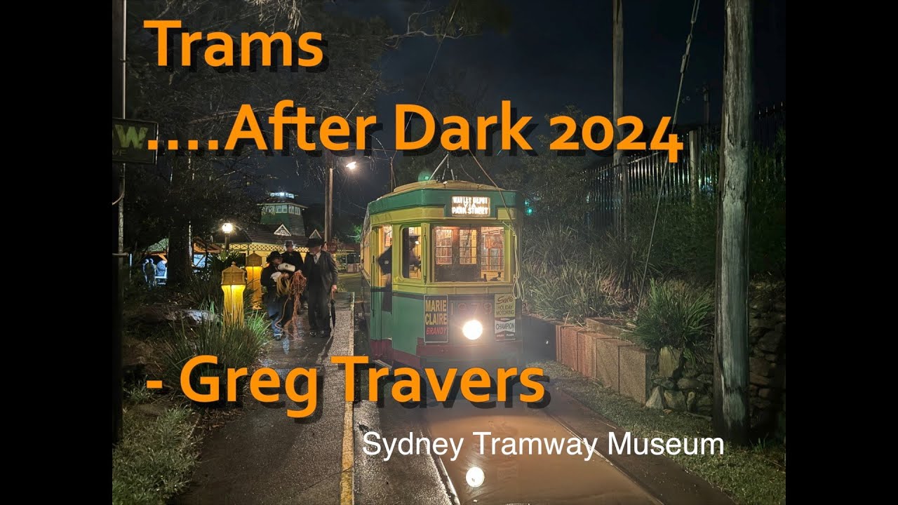 Sydney Tramway Museum on stormy wet NIGHT 22 June 2024 with Nagasaki, R1 and P cars.